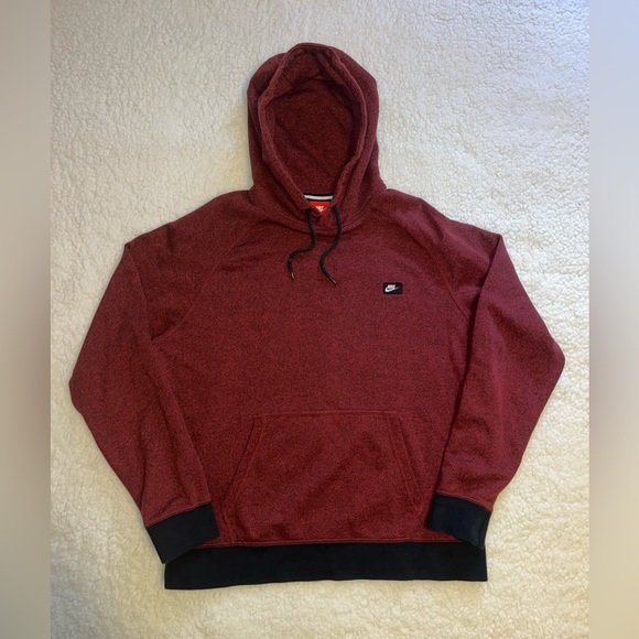 Nike French Terry Hoodie Shoebox Pullover Red Black Men's XL - Picture 1 of 5